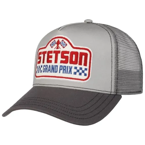 Stetson Grand Prix Trucker Cap Snapback Unisex grau-blau One Size - Sportliche Trucker Cap mit moderner Netzrückseite und bequemer Baumwolloberfläche für angenehmes Tragegefühl. Ideal für Freizeit und Alltag, passt sich flexibel an verschiedene Kopfumfänge an.