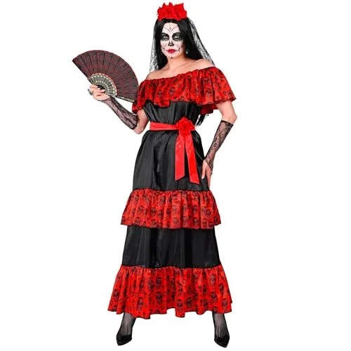 W WIDMANN MILANO Party Fashion - Kostüm Mujer Dia de los Muertos, Kleid mit Zubehör, für Karneval, Halloween, Day of the Dead