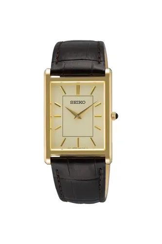 Seiko Herren Classic 27mm Uhr SWR106P1 - Armbanduhren, elegante Dressuhr mit 50 m Wasserdichtigkeit und luxuriösem Gold PVD Gehäuse, ideal für besondere Anlässe.