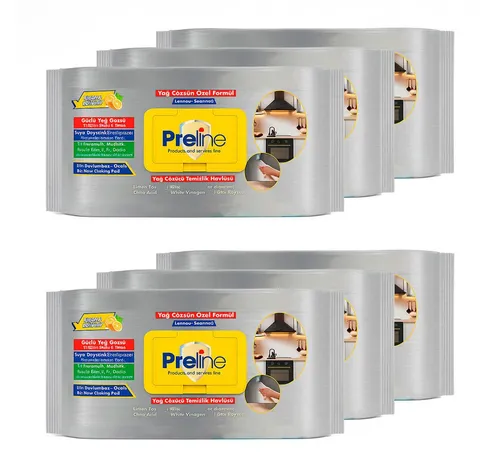 Preline Fettlöser Reinigungstücher, XL Starke & Große Tücher, Mit Weißem Essig Reinigungstücher (Packung, 6-tlg., 60 Stück)