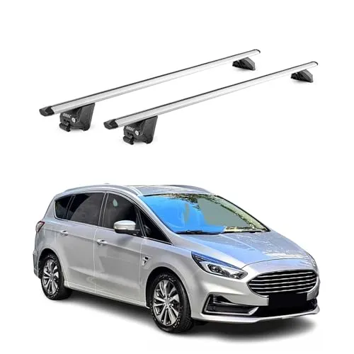 OMAC Aluminium Dachträger für Ford S-Max 2015-2025, 2 tlg - Dachgepäckträger aus hochwertigem, leichtem Aluminium, wasserbeständig und abnehmbar. Ideal für Fahrrad- und Skiträger sowie Dachboxen, perfekt für alle Outdoor-Abenteuer.
