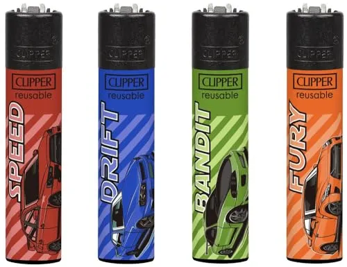 Sunmdono Clipper Feuerzeug 4er Set Motiv Tuning Mehrweg von sunmondo