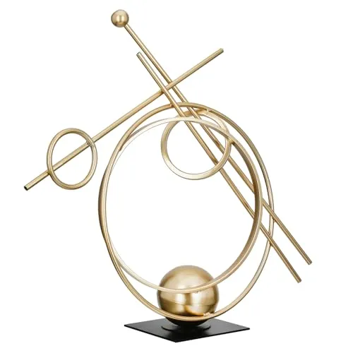 Casablanca Skulptur Abstracto - Metall - goldfarben - matt - Höhe 46cm x Breite 48cm - goldene Ringe