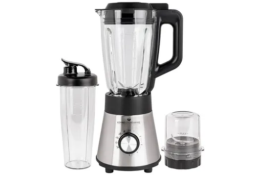 KeMar Standmixer 2-in-1 Edelstahl silber - 1000W für perfekte Smoothies - Standmixer mit 1,5l Glasbehälter, 5 Programmen und abnehmbarer Klinge für einfache Reinigung. Inklusive 2Go Becher für unterwegs und Sicherheitsverschluss.