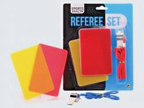 Schiedsrichter Set Pfeife Rote + Gelbe Karte sort.  / Neu