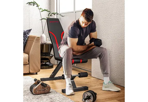 SPORTNOW klappbare Hantelbank multifunktion Fitness Bank mit 6-Fach Verstellbarer Rückenlehne Schrägbank Trainingsbank Flachbank bis 250 kg Bankdrücken Bauchtrainer für Zuhause Fitnessstudio