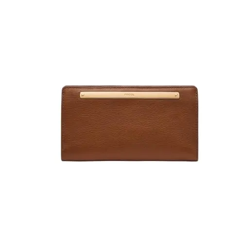 Fossil Liza Eco Leder Slim Bifold Geldbörse für Damen - Damen-Geldbörse aus hochwertigem Eco Leder, schlankes Design mit 12 Kartenfächern und praktischem Reißverschlussfach für optimale Organisation.