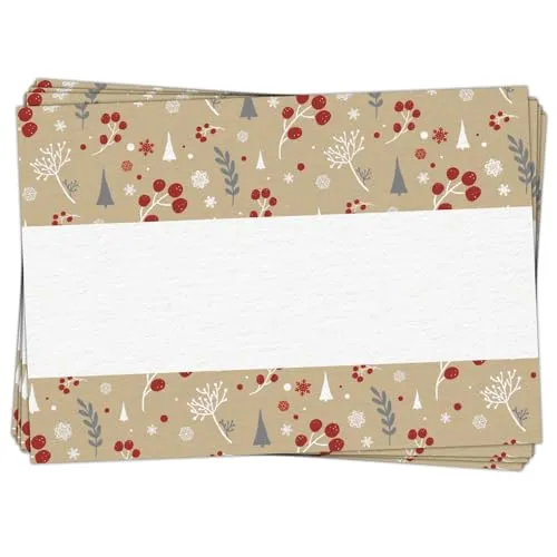 Logbuch-Verlag 25 Weihnachtliche Geschenkaufkleber für Namen selbstklebend 7,4 x 5,2 cm rot weiß beige