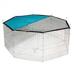 Kerbl Freilaufgehege 8-eckig - Robustes Gehege für Hasen und Hühner - Kleintierlaufställe: Stabile, wetterfeste Konstruktion aus verzinktem Metall, einfach mit Erdspießen montierbar und erweiterbar für mehr Platz.