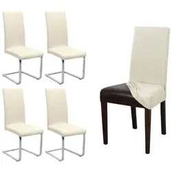 Beautex Stuhlhusse Jersey, 4er Set in beige von Beautex