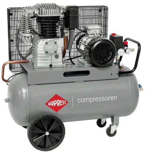 Airpress Profi Kompressor 662l/min 2Zyl. K28 4kW 400V 11bar 90Liter - Kolbenkompressor mit 5,5 PS und 90 Liter Behälter, ideal für Druckluftwerkzeuge in Werkstatt und Landwirtschaft. Leistungsstark und leise mit nur 1290 U/min für effizienten Betrieb.