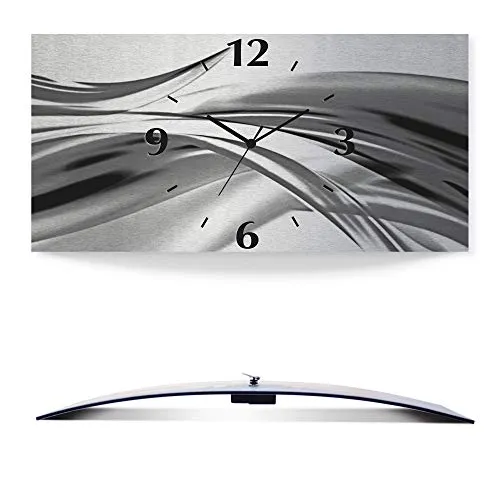 ARTLAND Wanduhr ohne Tickgeräusche - 3D Design in Aluminium, 50x25 cm - Wohnaccessoires: Moderne, lautlose Wanduhr mit freischwebender Optik, ideal für jedes Zimmer. Made in Germany, lange Lebensdauer dank UV-beständiger Farben.
