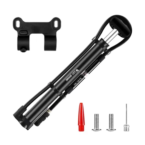 BNGXR Mini Fahrradpumpe, Tragbare Luftpumpe Fahrrad Standpumpe mit Manometer Flex-Schlauch, 140PSI Hoher Druck kleine Fahrradluftpumpe für Rennrad, Mountainbikes, Kinderfahrrad, Fußball