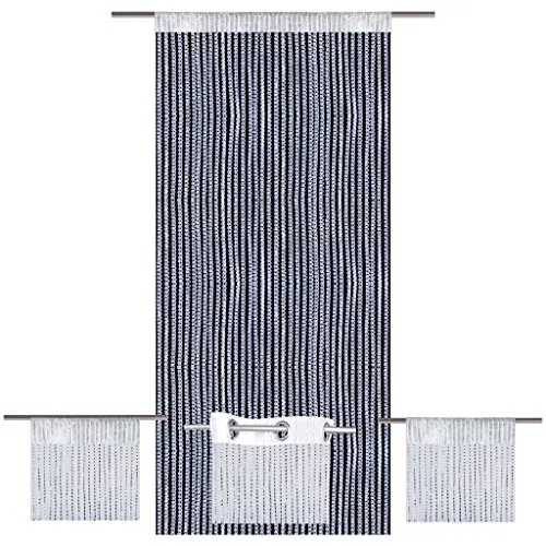 Bestlivings Fadenvorhang Lurex-Optik weiß, Auswahl: Stangendurchzug 140 x 250 cm