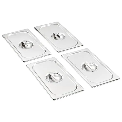 vidaXL Edelstahl Deckel für GN 1/3 Behälter - 4 Stk. - Speisenwärmer in robustem Edelstahl, kratzfest und pflegeleicht. Ideal für Restaurants und Partys, sorgt für optimale Frische Ihrer Speisen.
