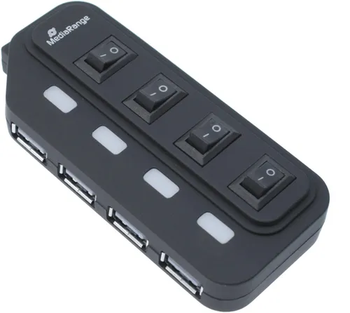MediaRange USB-Hub 4-fach schwarz