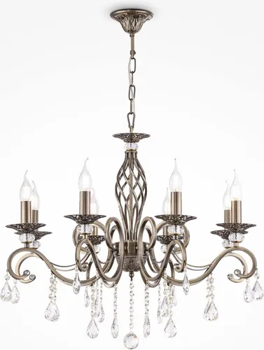 Pendelleuchte Metall E14 in Bronze - Klassische Hängeleuchte - Pendelleuchten für Vintage-Charme: Klassischer Kronleuchter aus Metall mit edlen Kristallglas-Anhängern, ideal für Esstisch und Wohnzimmer. Freie Wahl der E14 Leuchtmittel für individuelle Lichtgestaltung.