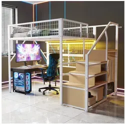 Odikalo Hochbett Metallbett 140x200 in Weiß/Schwarz