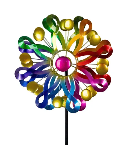 Gartenstecker Windrad Blume Metall Deko für den Garten - Frostsicher und wetterfest, mit handgefertigtem Design. Ideal für Garten, Balkon und Blumenbeete. Ein farbenfrohes Windspiel, das jeden Außenbereich verschönert.