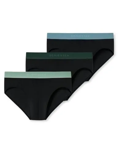 Schiesser Herren 3 Pack Slips Bio Baumwolle - Bequemer Tragekomfort - Herren-Slips aus 95% Bio-Baumwolle, mit sportlichem Logo-Webgummibund und nahtlosem Design für höchsten Tragekomfort.