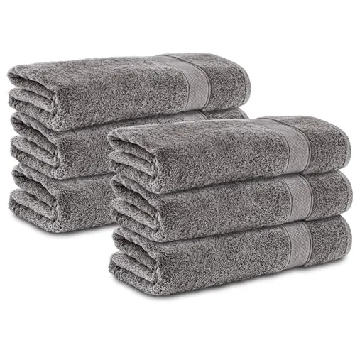 Komfortec 6er Duschtücher Set 70x140 cm aus 100% Baumwolle, Anthrazit Grau - Set mit 6 hochwertigen Duschtüchern (70x140 cm) aus 100% Baumwolle. Saugfähiges Frottee mit 470 g/m² für besonderen Komfort. Ideal für den täglichen Gebrauch und geprüft auf Schadstoffe.