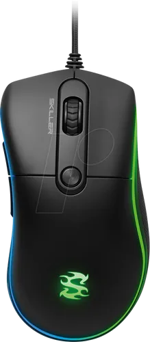 Sharkoon Skiller SGM2 RGB Gaming Maus – Ergonomisch, optischer Sensor mit 6400 DPI und anpassbarer RGB-Beleuchtung für intensives Gaming - 