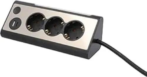 UNITEC Eck-Tischsteckdose mit 3 Steckdosen und 2 USB-Anschlüssen - Steckdosen & Zubehör – Praktische Ecklösung mit Touch-Schalter und LED-Beleuchtung für einfache Orientierung bei Dunkelheit, ideal für Küche, Büro oder Werkstatt.