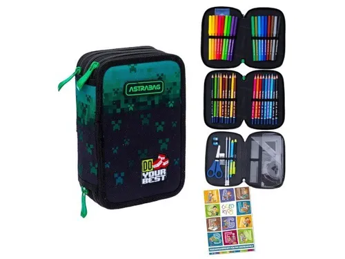 ASTRABAG Do Your Best 3-Fach Federmappe - Federmappen & Schlamperrollen, gefüllt mit hochwertigem Zubehör und in bunten Farben – ideal für Schule und kreative Köpfe.