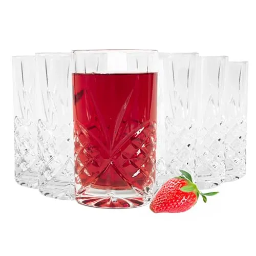 Sendez 6 Longdrinkgläser 300ml mit Relief Wassergläser Saftgläser Trinkgläser Cocktailgläser