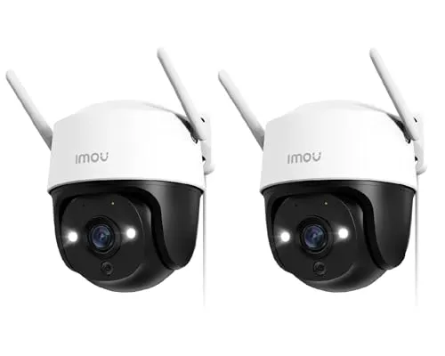 Imou 2K Überwachungskamera Aussen mit AI Personen-/Fahrzeugerkennung, 360° PTZ WLAN Kamera Outdoor, Farbnachtsicht, Automatische Verfolgung, 2-Wege-Audio, Sirene, IP66, Kompatibel mit Alexa (2 Stück)