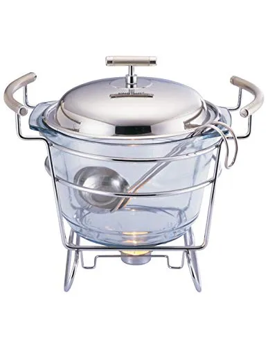 Speisewärmer Suppewärmer 4.0L mit Glaseinsatz - Teekocher und eleganter Warmhaltebehälter, ideal zum Servieren von Speisen direkt vom Küchenbereich auf den Tisch.