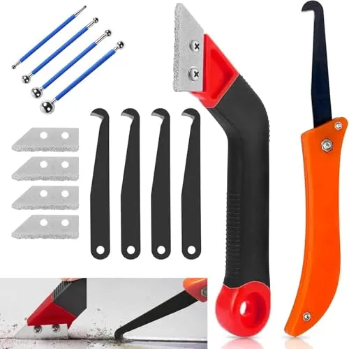 UZSUZZ 14 Stück Fugenkratzer Fliesen, Fugenentferner Werkzeug, Fliesenfugen Entfernen Handsäge, Mit Ersatzklingen,Fugen Abzieher Kugel, Für Die Fliesenreinigung,Die Reinigung Bodenfliesen