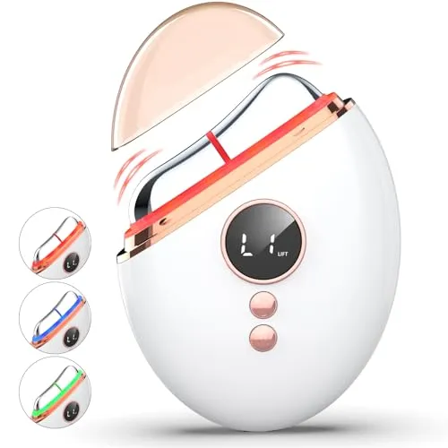 EMS Gua Sha, Profey Gesichtsmassagegerät, Gua Sha Elektrisch mit Wärme, EMS Gerät Gesicht mit Rotlicht, Blau, Grün, Gesicht Lifting Gerät Für Gesicht Anti Falten Anti Aging