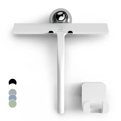 Gütewerk by blumfeldt Duschabzieher Blaze 23 cm - Set mit Silikonumhüllung - Duschabzieher für streifenfreien Glanz: Mit weicher Silikonklinge und drei Halterungen für einfache Montage ohne Bohren. Ideal für Bad und Fensterputzen!