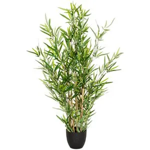 hjh OFFICE Kunstpflanze MINI BAMBUS - Kunstpflanze für Indoor und geschützte Outdoor Bereiche, Höhe 100 cm, mit echtem Holzstamm für einen natürlichen Look und stilvolle Akzente.