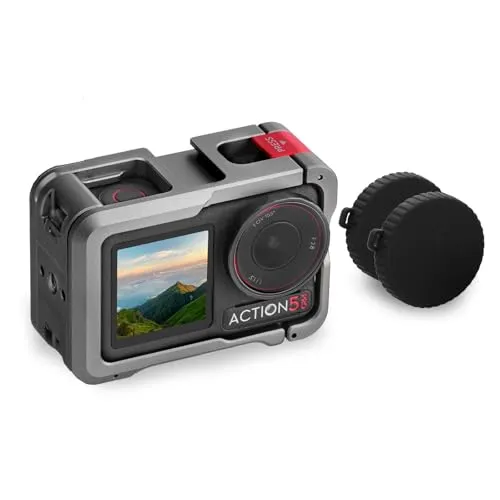 BRDRC Metallkäfig für DJI Osmo Action 5 Pro/4/3, Schutzhülle, Premium-Rahmen, Objektivabdeckung, Aluminiumgehäuse für DJI Osmo Action 5 Pro Action 4 3 Zubehör