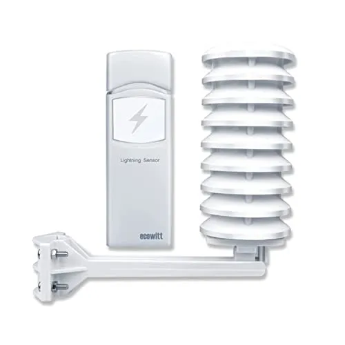 Ecowitt Wireless Lightning Detector Sensor WH57 - Wetterstation Außensensor für Blitz- und Sturmüberwachung bis 40 km, ideal für präzise Wetterdaten und Sicherheit im Freien.