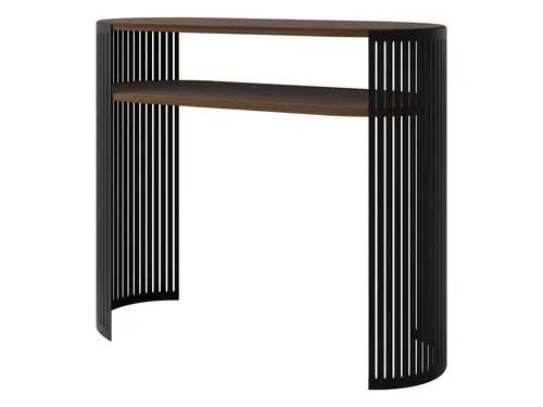 Mirjan24 Konsolentisch Oval in Schwarz und Nussbaum - Eleganter Konsolentisch aus Holzwerkstoff, ideal für Ihr Wohnzimmer. Mit einem stabilen Stahlgestell und modernem Design ist er praktisch und schick zugleich. Maße: 100x86x30 cm.