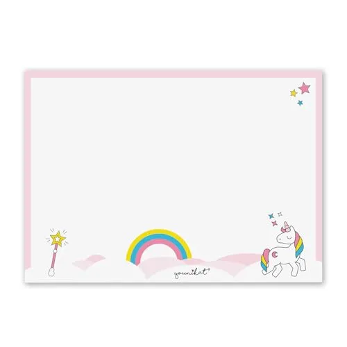 Schreibtischunterlage mit Einhorn-Motiv und Regenbogen in DIN A3 I rosa weiß I aus Papier zum Abreißen I für große und kleine Mädchen I dv105
