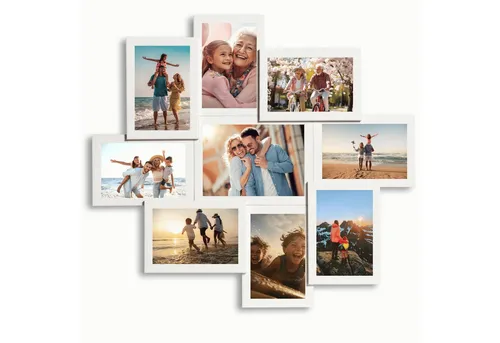 Victor (Zenith) Bilderrahmen Collage Galerierahmen, Fotocollage Weiß, Bilderrahmen Set, Fotogalerie Holz