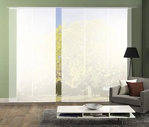 wohnfuehlidee 5er-Set Flächenvorhänge ROM transparent Uni Weiss