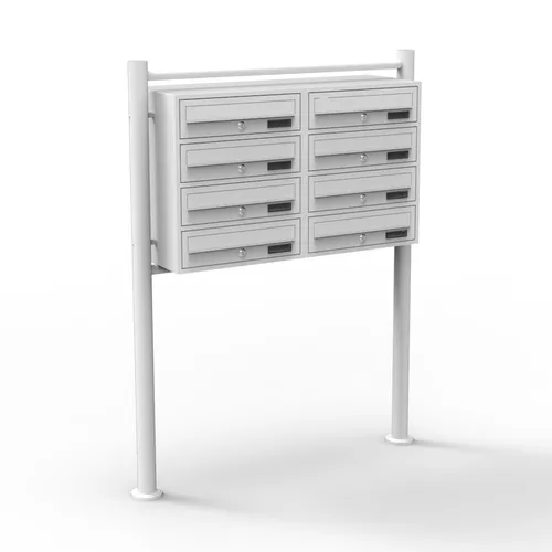 8er Briefkastenanlage Weiß 2x4 Fächer Standbriefkasten Postfach Briefkasten