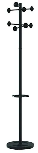 Unilux Garderobenständer Accueil 100340694 schwarz - Stylischer Garderobenständer mit 8 drehbaren Haken und integriertem Schirmhalter. Ideal für den Flur, standsicher und einfach montierbar.