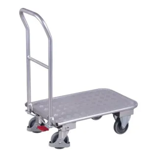 VARIOfit Transportwagen ap-450.803 - Klappbarer Aluminium Plattformwagen - Lagerwagen mit 150 kg Tragkraft, klappbar und platzsparend. Ausgestattet mit EasySTOP Zentralbremse und Antirutsch-Riffelung für sicheren Transport.
