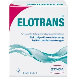 Elotrans 10 ST - Elektrolytlösung - Arzneimittel zur oralen Salz- und Flüssigkeitszufuhr bei Durchfall, hilft effektiv, Dehydratation zu verhindern und den Elektrolythaushalt auszugleichen.