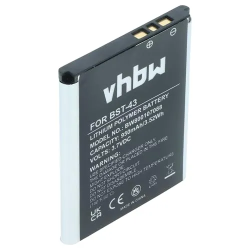vhbw Akku Ersatz für Sony-Ericsson BST-43 für Handy Smartphone Telefon (950 mAh, 3,7 V, Li-Ion)