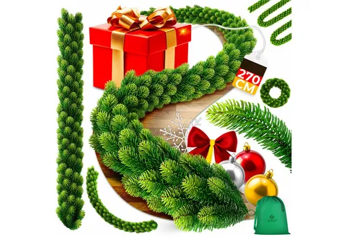 Kunstgirlande Weihnachtsgirlande 2,7m naturgetreue Girlande Weihnachtsdeko, KESSER, Tannengirlande für Treppen, Tür, Balkon inklusive Aufbewahrungstasche