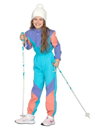 WILBERS & WILBERS 3210 Retro Skianzug - Skianzug im 80er Jahre Stil für Jungen und Mädchen, bequemer Stoff und elastischer Bund für optimale Passform, perfekt für Schnee und Karneval.