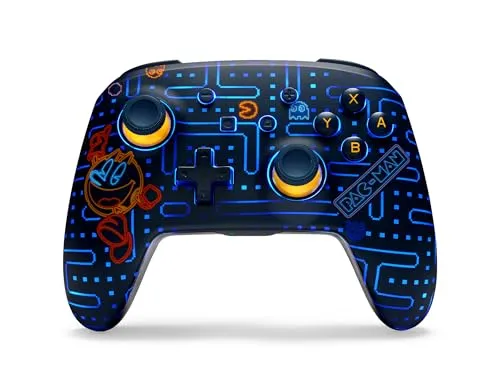 PowerA Enhanced Wireless Controller für Nintendo Switch - PAC-MAN NEON ARCADE - Kabelloser Gaming-Controller mit bis zu 30 Stunden Akkulaufzeit, ideal für stundenlanges Spielen auf Nintendo Switch und Switch Lite.