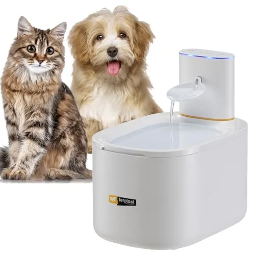 Ferplast Katzenbrunnen Kabellos Astra - Trinkbrunnen für Hunde mit Bewegungssensor, 3L Fassungsvermögen und energiesparendem Design für optimale Hydration und Wohlbefinden.